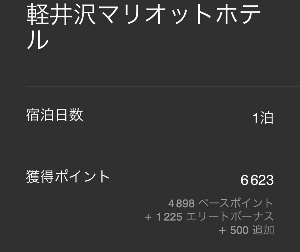 マリオットボンヴォイ　エリート会員によるポイント